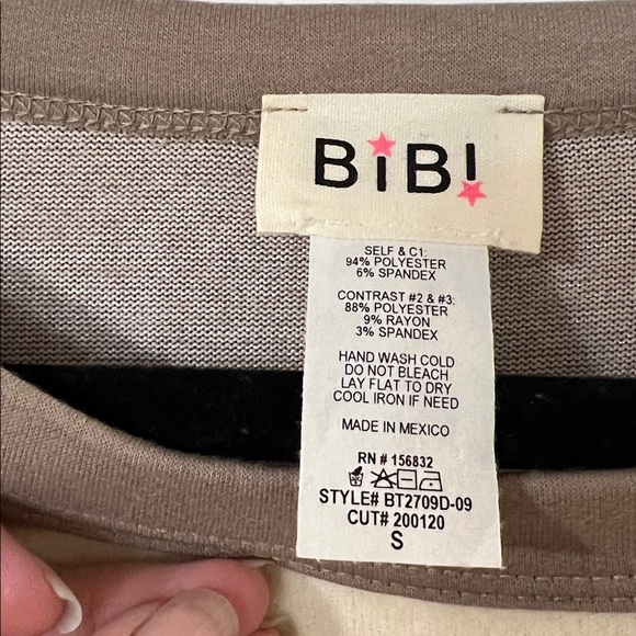 BiBi Brown and Cream Striped Long Sleeve Top - Picture 2 of 4